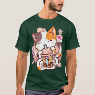Anime Kawaii Cat Boba Bubble Tea Women Men Teen Bo T-Shirt
