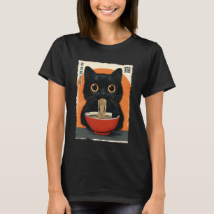 Anime Kawaii Cat Eating Ramen Japanese Cat T-Shirt