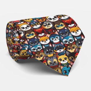 Anime Kawaii Chibi Cute Superhero Cats Tie