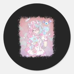 Anime Kawaii Girl Aesthetic Pastel Soft Waifu Japa Classic Round Sticker