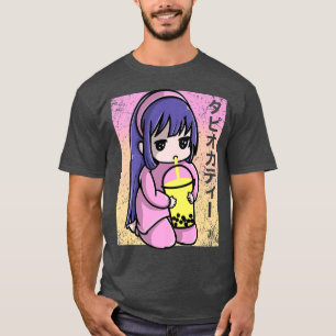 Anime Kawaii Girl Drinking Boba Bubble Tea Christm T-Shirt