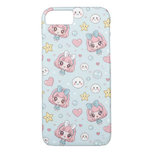 Anime Kawaii in Pastel Colors with Hearts and Star Case-Mate iPhone Case