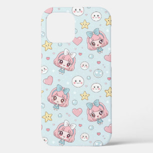 Anime Kawaii in Pastel Colors with Hearts and Star iPhone 12 Pro Case