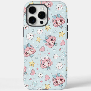 Anime Kawaii in Pastel Colors with Hearts and Star iPhone 16 Pro Max Case