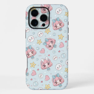 Anime Kawaii in Pastel Colors with Hearts and Star iPhone 16 Pro Max Case