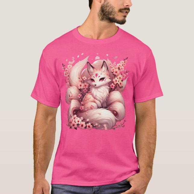 Anime Kawaii Kitsune Fox Japanese Nine Tailed Magi T-Shirt (Front)