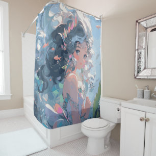 Anime Kawaii Mermaid Shower Curtain