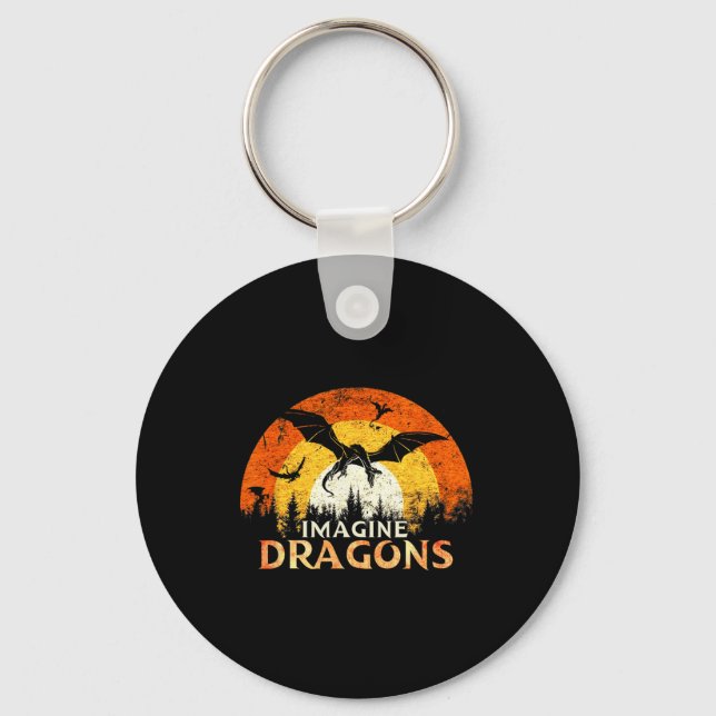 Anime Kawaii Mythical Fantasy Dragons Imagine Vint Key Ring (Front)