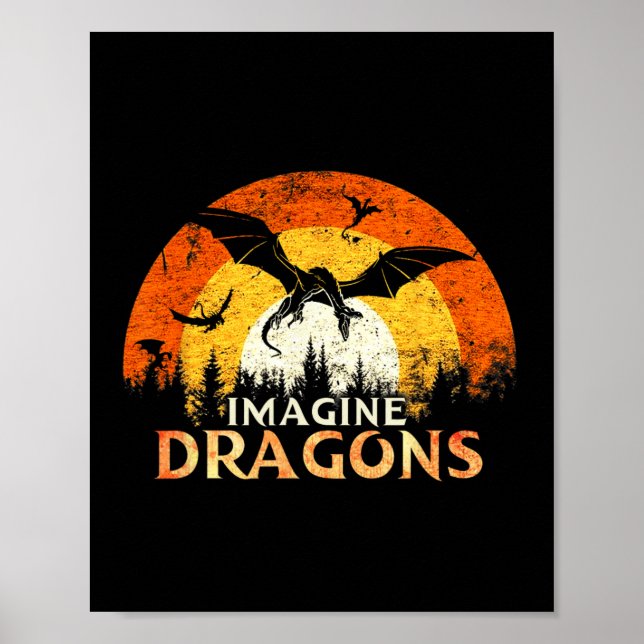 Anime Kawaii Mythical Fantasy Dragons Imagine Vint Poster (Front)