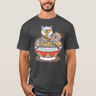 Anime kawaii ramen cat with japanese ramen noodles T-Shirt