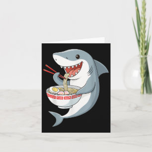 Anime Kawaii Shark Eating Ramen Noodle Gifts Men W Card
