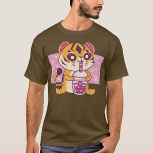 Anime Kawaii Tiger Boba Bubble Tea 34 T-Shirt