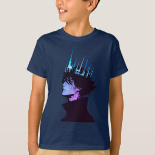 Anime King Gothic Male Portrait with Blue Crown T-Shirt