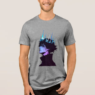 Anime King Gothic Male Portrait with Blue Crown Tri-Blend Shirt