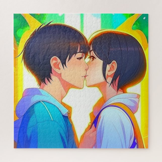 Anime Kiss | Boy and Girl in Love Jigsaw Puzzle (Vertical)