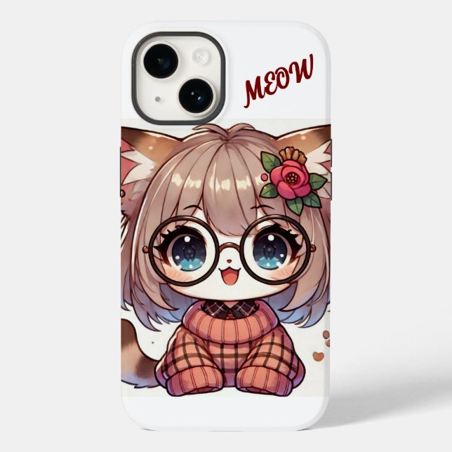 Anime Kitty Goggles/Anime Cat Style/iPhone 14 case (Back)