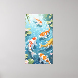 Anime koi swimming in the pond canvas print