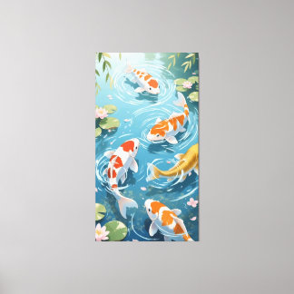 Anime koi swimming in the pond canvas print