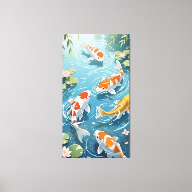 Anime koi swimming in the pond canvas print (Front)