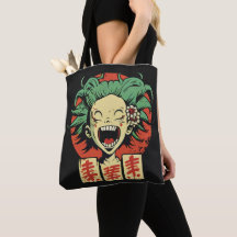 Anime laughing tote bag