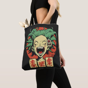 Anime laughing tote bag