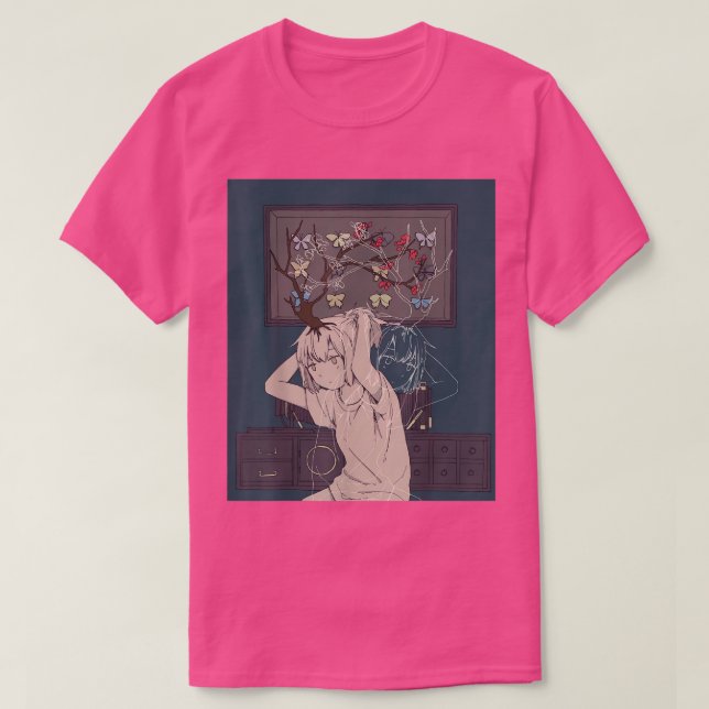 Anime Lofi Girl Retro 90s Aesthetic Japanese Otaku T-Shirt (Design Front)