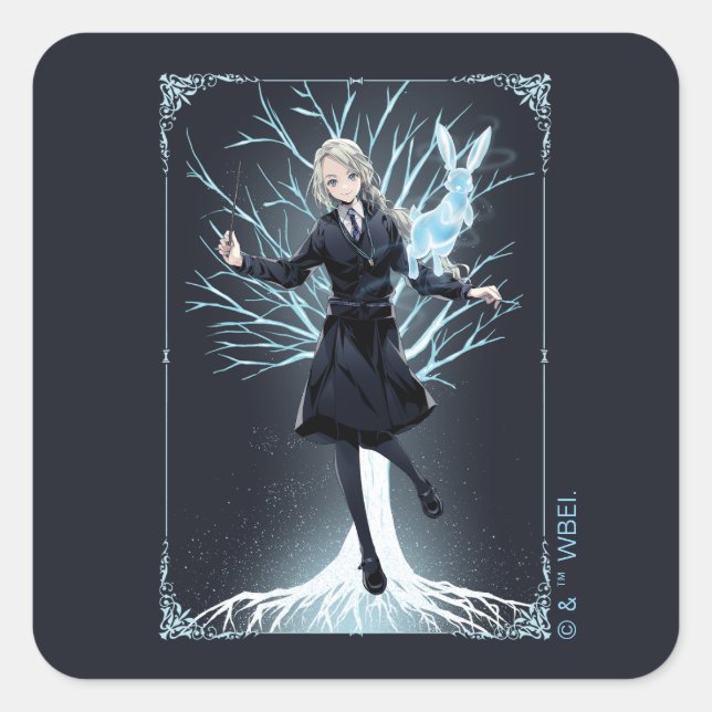 Anime Luna Lovegood's Rabbit Patronus Square Sticker (Front)