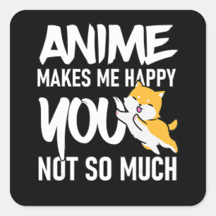 Anime Makes Me Happy, Cute Shiba Inu Anime Cosplay Square Sticker
