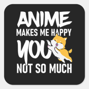 Anime Makes Me Happy, Cute Shiba Inu Anime Cosplay Square Sticker