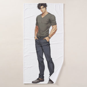 Anime Man Handsome Zaddy Bath Towel