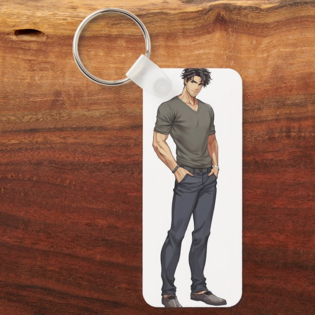 Anime Man Handsome Zaddy Key Ring (Front)