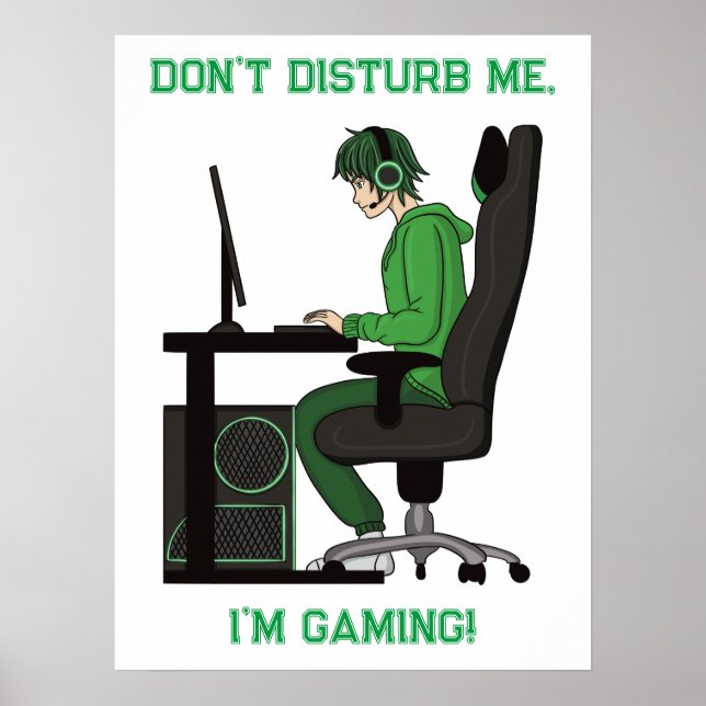 Anime Manga Computer PC Gamer Boy  Poster (Front)