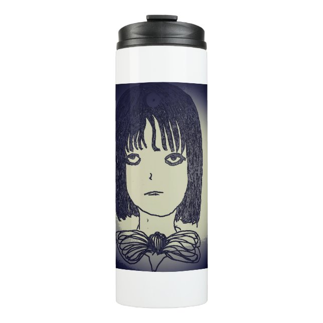 anime manga cute girl in despair  thermal tumbler (Front)