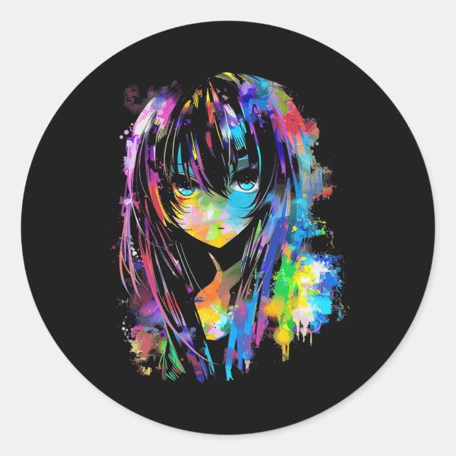 Anime Manga Graphic Colourful Art Anime  Classic Round Sticker (Front)