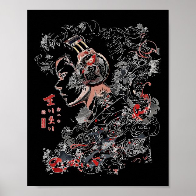 Anime Manga Graphic Headphone Art Anime  Poster (Front)