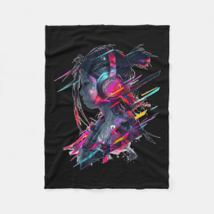 Anime Manga Graphic Headphone Artwork Anime Fleece Blanket