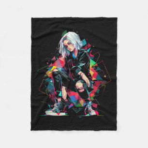 Anime Manga Graphic Polygon Art Anime  Fleece Blanket