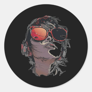 Anime Manga Graphic Sunglasses Art Anime  Classic Round Sticker