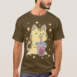 Anime Manga Kitten Japanese Cute Bubble Tea Kitty  T-Shirt