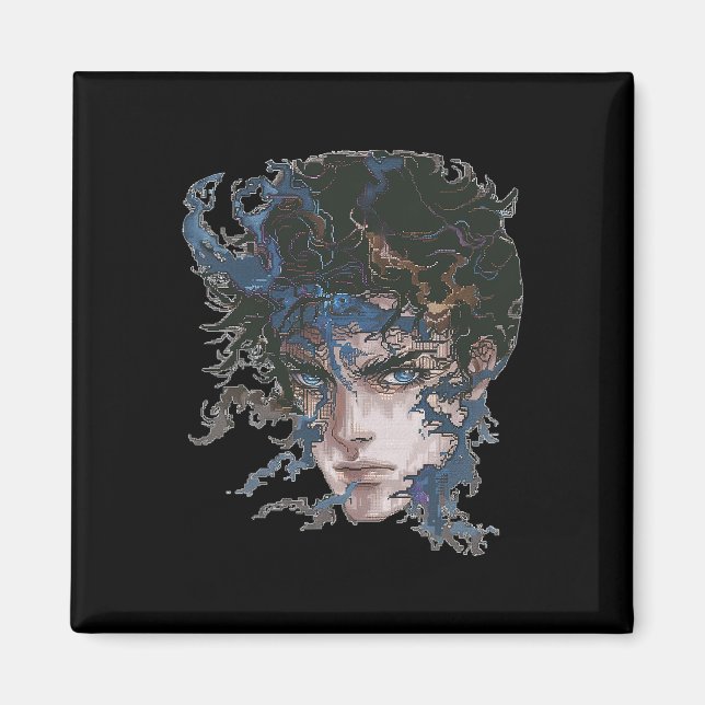 Anime Manga Motif Blue-eyes Art Anime  Magnet (Front)