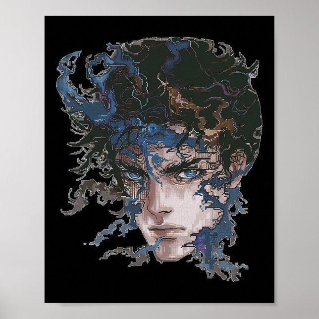 Anime Manga Motif Blue-eyes Art Anime  Poster (Front)