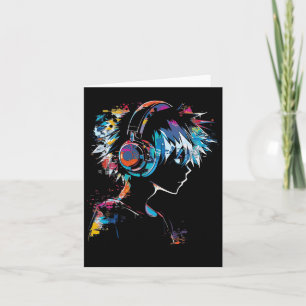 Anime Manga Motif Headphone Illustration Anime  Card