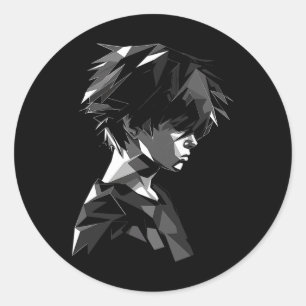 Anime Manga Motif Polygon Artwork Anime  Classic Round Sticker