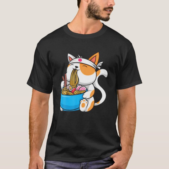 Anime Manga Ramen Cat Anime Tee Japanese (Front)