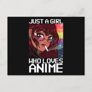 Anime Manga smoking Cigarett Just a girl Postcard