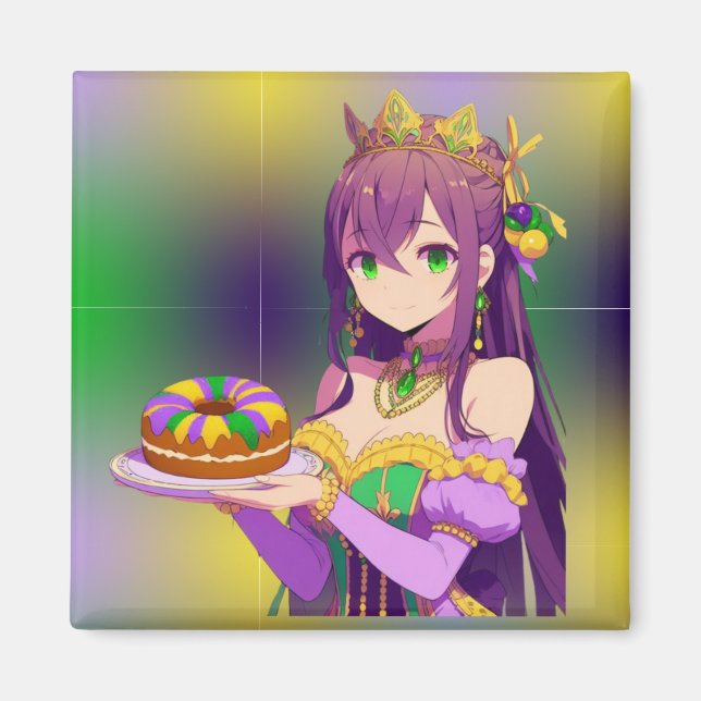 Anime Mardi Gras King cake Magnet (Front)