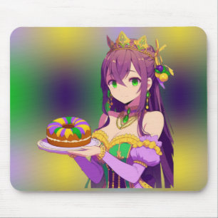 Anime Mardi Gras King cake Mouse Pad