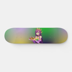 Anime Mardi Gras King cake Skateboard