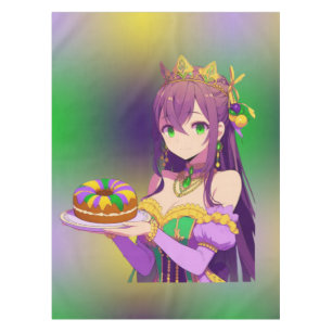 Anime Mardi Gras King cake Tablecloth