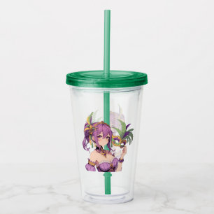 Anime Mardi Gras mask Acrylic Tumbler